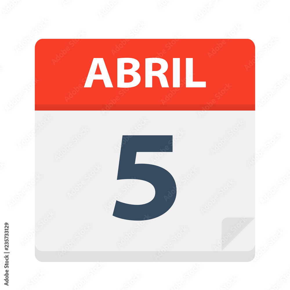 Abril 5 - Calendar Icon - April 5. Vector illustration of Spanish Calendar Leaf Abril 5 - Calendar Icon - April 5. Vector illustration of Spanish Calendar Leaf