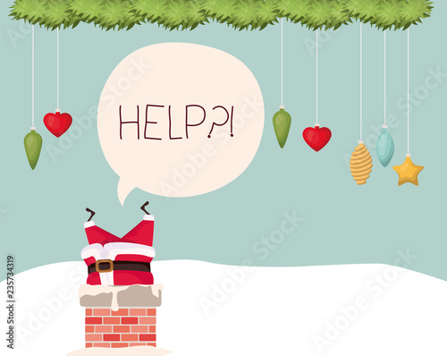 santa claus with chimney in snowscape