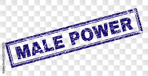 MALE POWER stamp seal watermark with rubber print style and double framed rectangle shape. Stamp is placed on a transparent background.