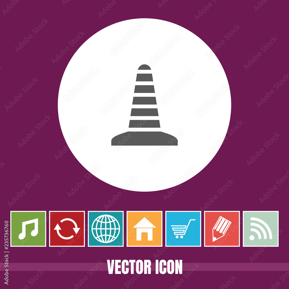 very Useful Vector Icon Of Construction Cone with Bonus Icons Very Useful For Mobile App, Software & Web