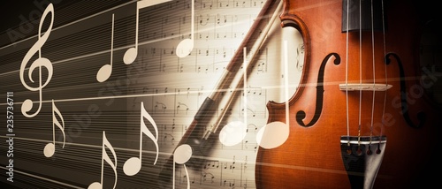 Fototapeta Photo Of Violin And Musical Notes
