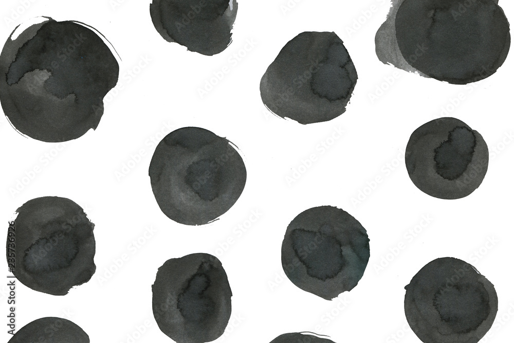 Black ink abstract background with waves and strokes on white paper background. Trendy look. Chaotic abstract organic design