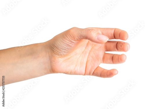 Woman hand holding something like a bottle or glass