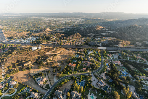Late afternoon aerial view ...