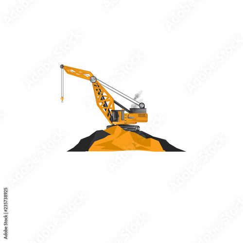 Vector construction boom crane.