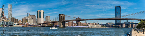 Panoramic view beatiful iconic Brooklyn bridge.