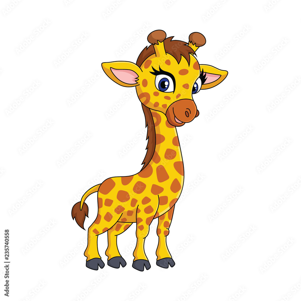 cute cartoon giraffe with a sweet smile Stock Illustration | Adobe Stock