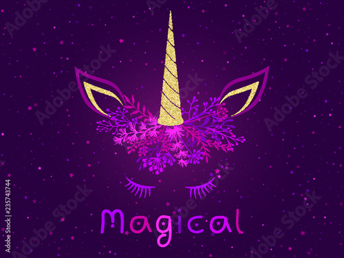 Magical cute unicorn illustration trendy meme