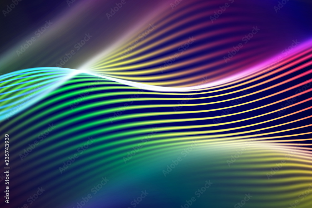 3D Sound waves. Big data abstract visualization. Digital technology concept: virtual landscape. Futuristic background. Colored sound waves, visual audio waves equalizer, EPS 10 vector illustration.