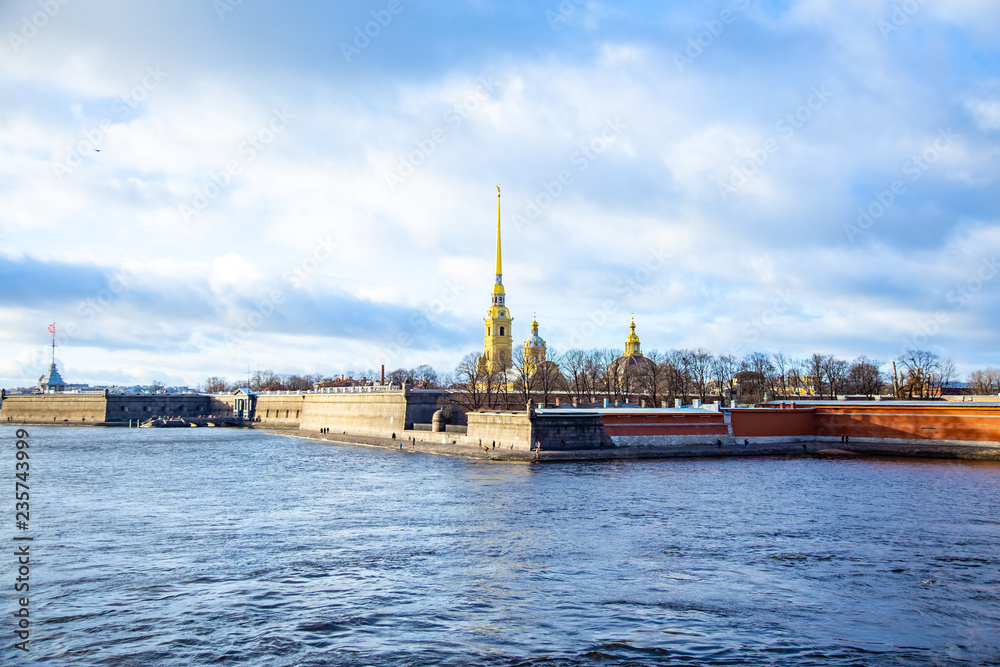 Neva river and Peter and Paul fortress Embankment.