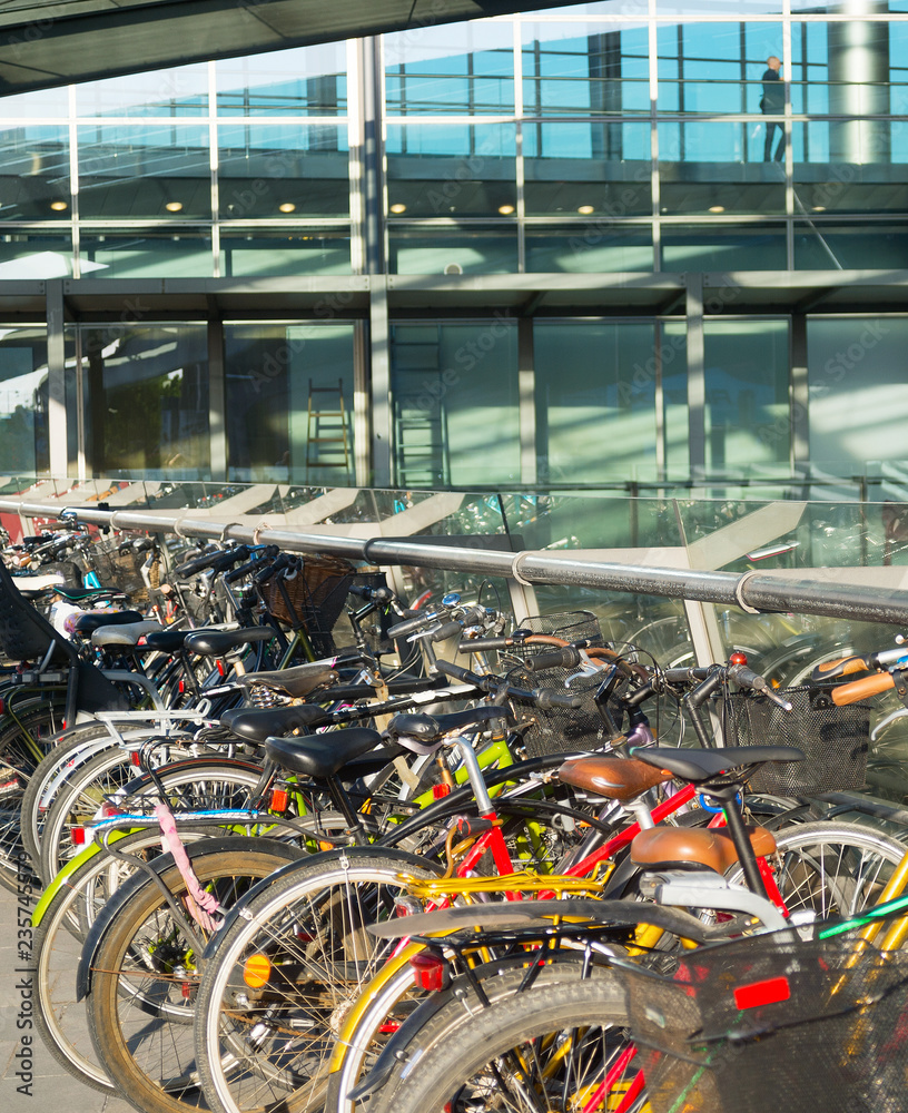 Bicycles parking airport Copenhagen Denmark