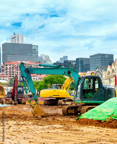 Excavators at construction ...