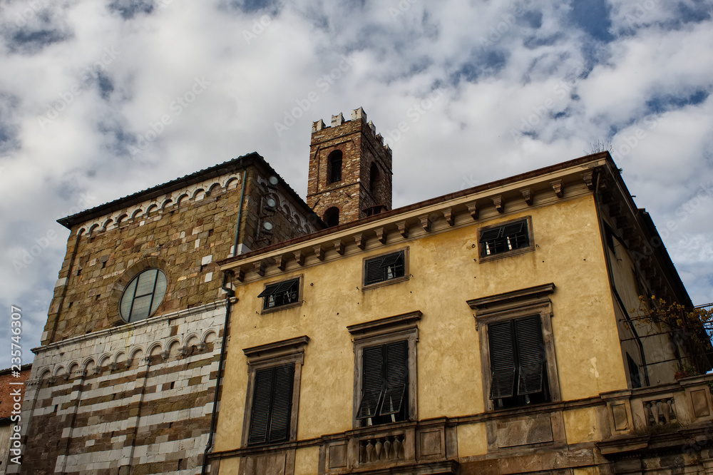 old buildings and clouds