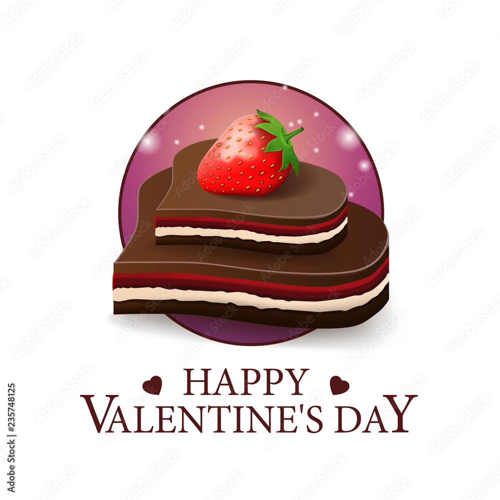 Valentine's Day round banner with a chocolate candy in the form of a heart Valentine's Day round banner with a chocolate candy in the form of a heart