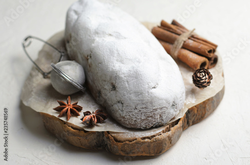 Christmas Stollen,Traditional Fruit Loaf Cake, Festive Dessert for Winter Holidays