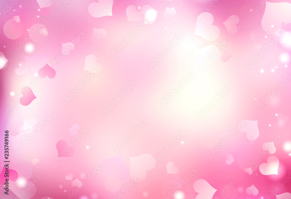 Valentine's day blurred hearts bokeh background.