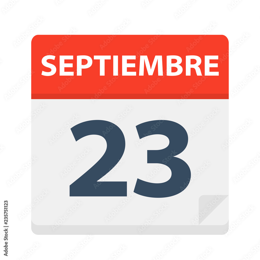 Septiembre 23 - Calendar Icon - September 23. Vector illustration of Spanish Calendar Leaf Septiembre 23 - Calendar Icon - September 23. Vector illustration of Spanish Calendar Leaf