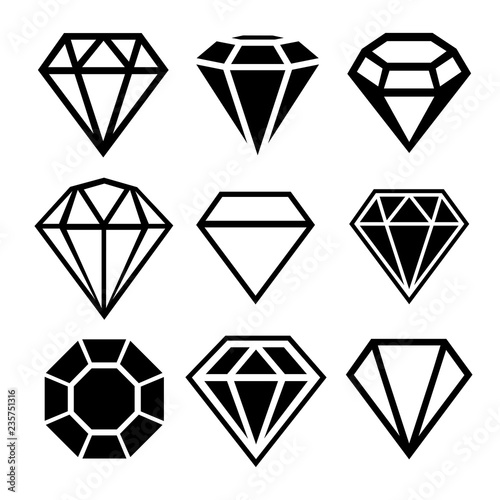 A set of diamonds in a flat style