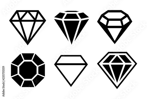 A set of diamonds in a flat style