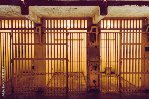 Cells of the Alcatraz Island, formerly a military prison and today a historic place that daily hosts tourists' visits