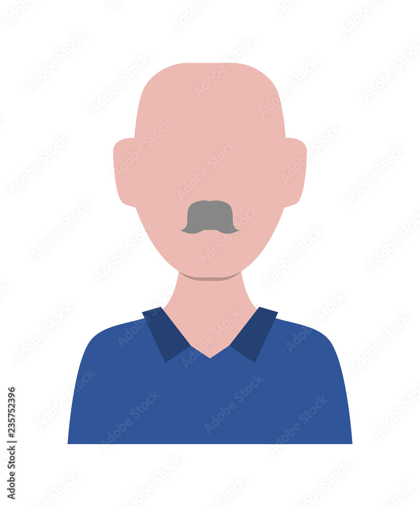 man bald with mustache