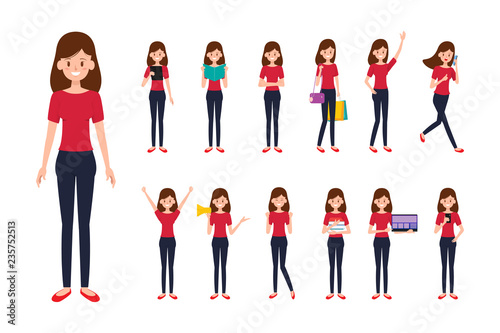 Set Business Woman character in job.