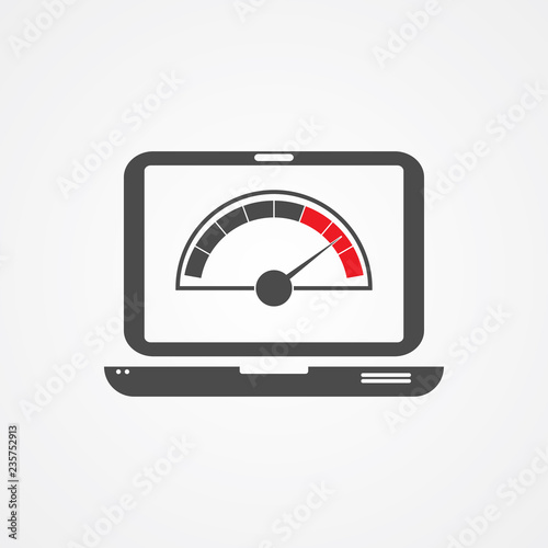 Laptop speed test vector icon sign symbol