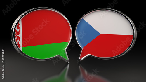 Free Download Belarus and Czech Republic flags with Speech Bubbles. 3D illustration - GFXLoad