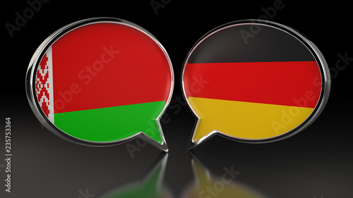 Free Download Belarus and Germany flags with Speech Bubbles. 3D illustration - GFXLoad
