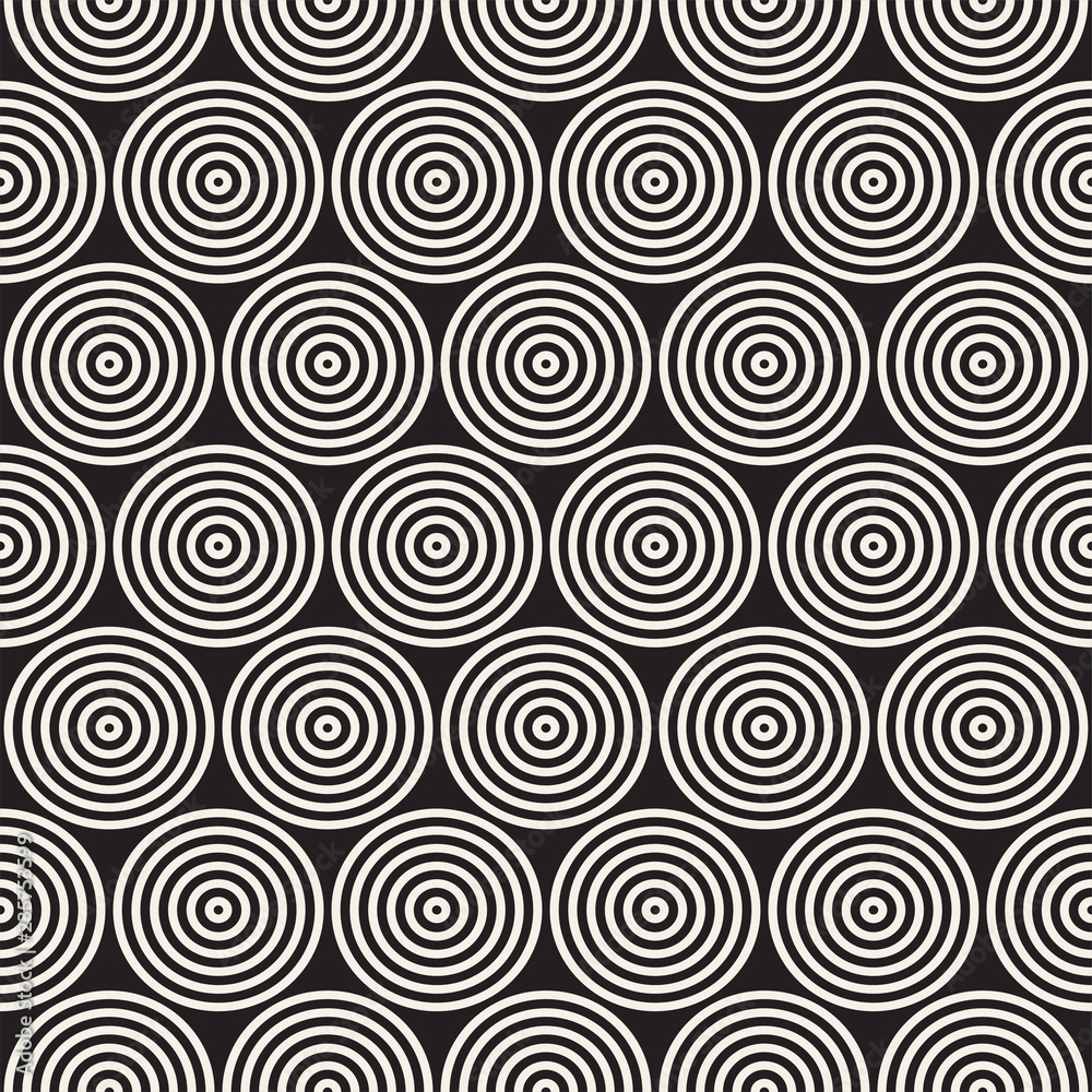 Vector seamless lines mosaic pattern. Modern stylish abstract texture. Repeating geometric concentric circle shapes.