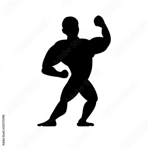 strong bodybuilder silhouette icon © djvstock