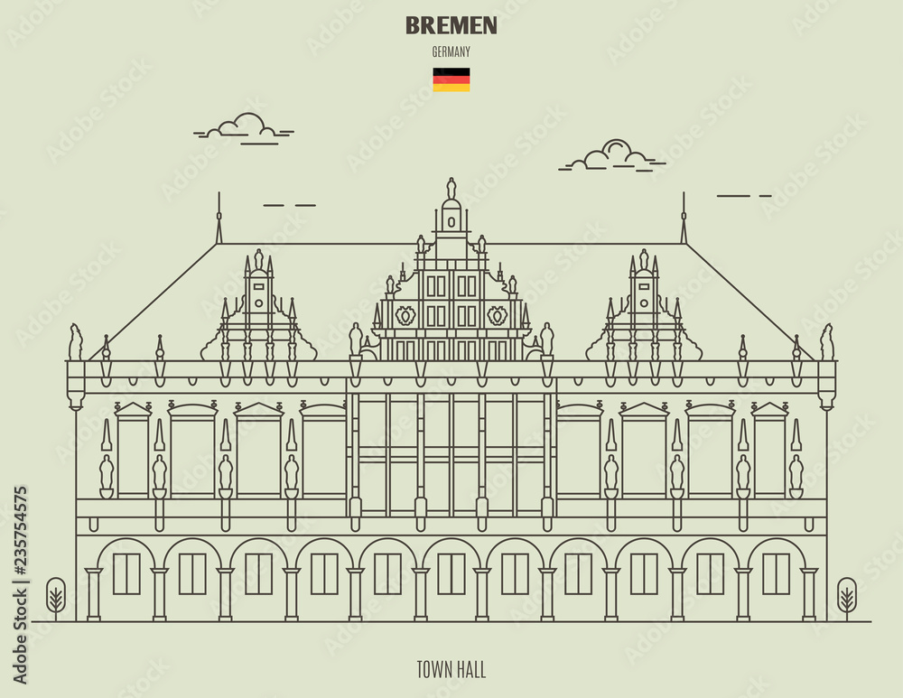 Town Hall in Bremen, Germany. Landmark icon