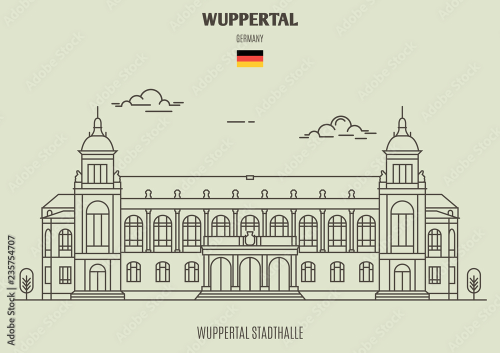 Wuppertal Stadthalle in Wuppertal, Germany. Landmark icon