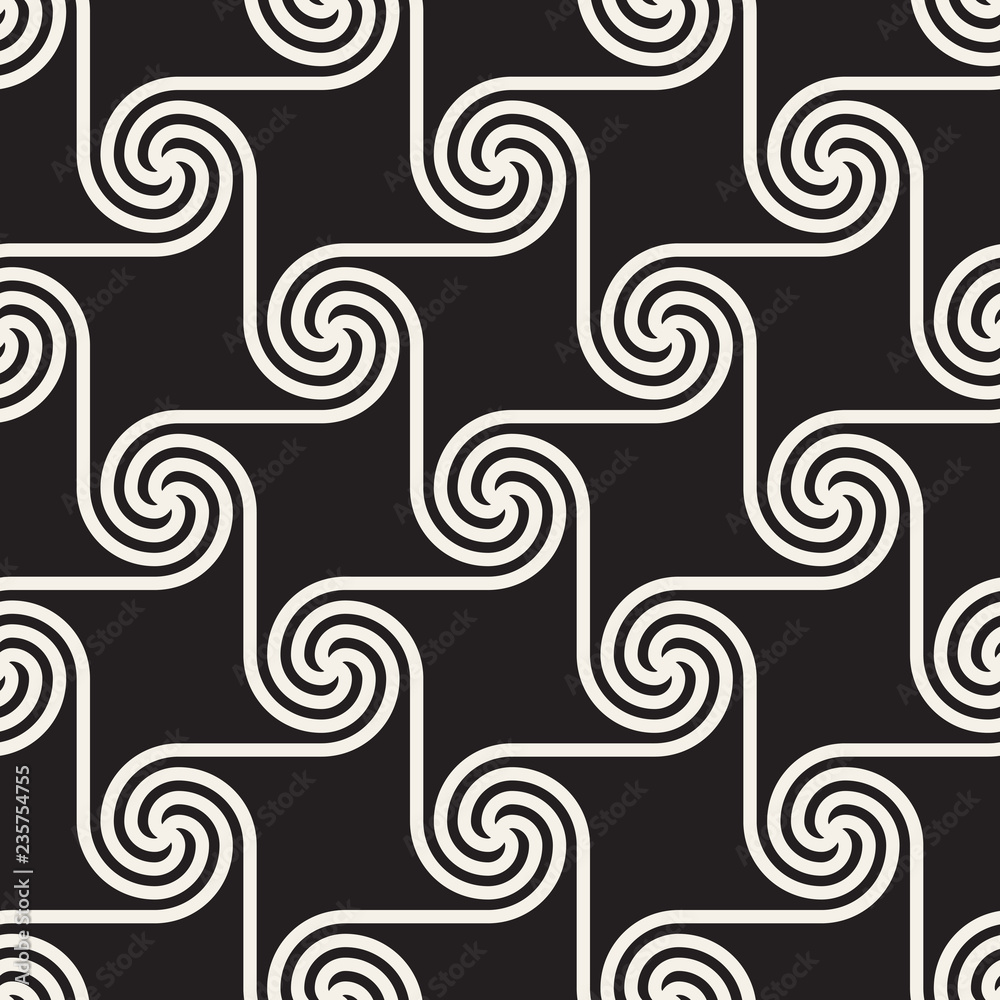 Obraz premium Vector seamless pattern. Modern stylish abstract texture. Repeating geometric spiral tiles
