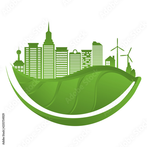 green city buildings ecology icons