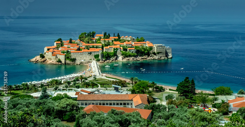Sveti Stefan island in adriatic sea, Montenegro