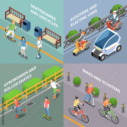 Eco Transportation Concept Icons Set