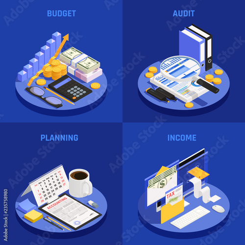 Accounting Isometric Design Concept
