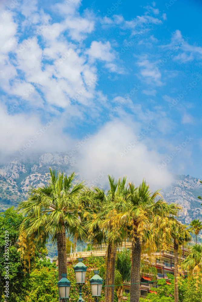 Landscape view over Monte Carlo, Monaco with mountains in the background. Landscape view over Monte Carlo, Monaco with mountains in the background.