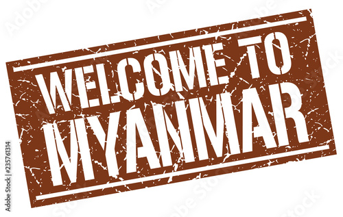 welcome to Myanmar stamp