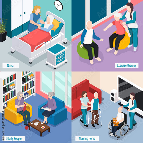 Elderly People Isometric Concept