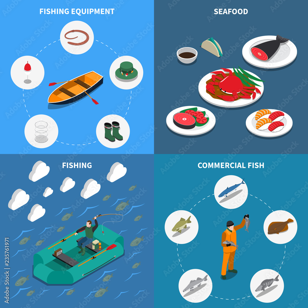 Fototapeta premium Fishing Concept Icons Set