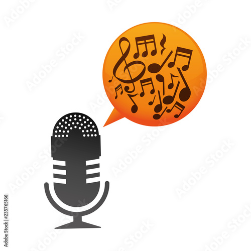 microphone sound with music notes