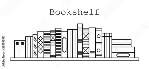 Bookshelf icon. Vector illustration for coloring book.