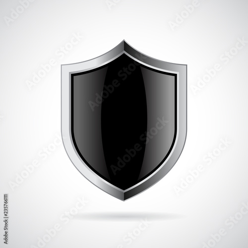 Silver shield vector icon