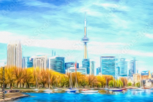 Photography Toronto city skyline, CN Tower, Canada