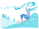 Winter Landscape with Woman and Sleigh. 