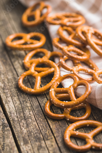 Salted mini pretzels snack.