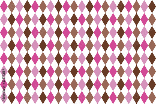 seamless background of pink and brown diamonds on white