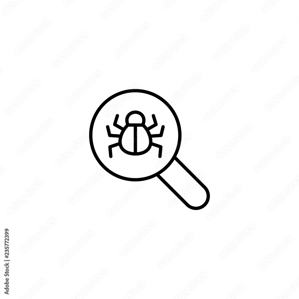 computer bug virus searching symbol line black icon on white background computer bug virus searching symbol line black icon on white background